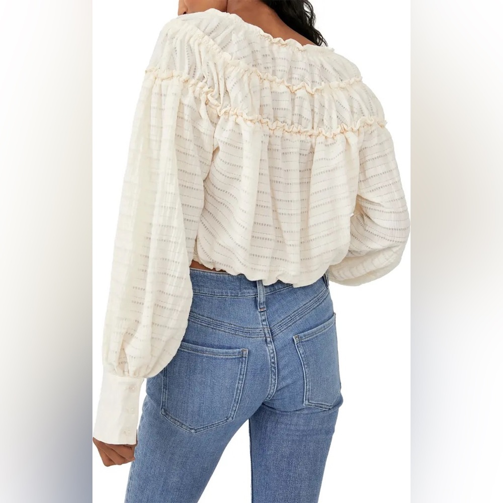 NWT Free People Hailey Crop Sleeve Blouse - Picture 6 of 8